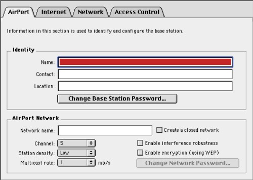 Airport Base Station Admin Utility - Airport Tab