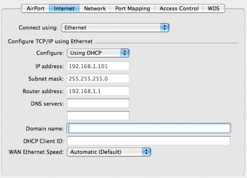 Airport Base Station Admin Utility - Ethernet