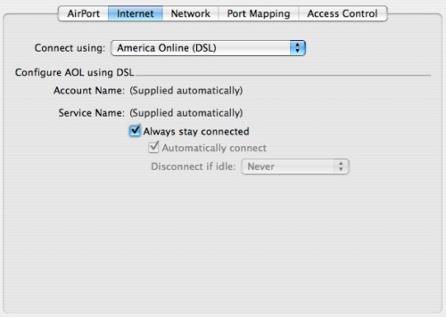 Airport Base Station Admin Utility - Internet Tab