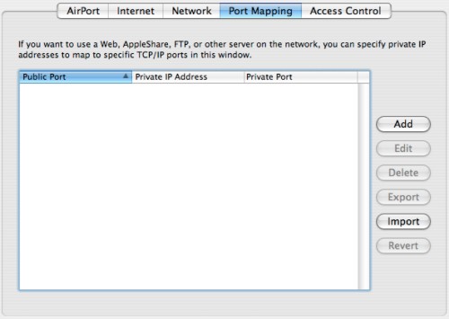 Airport Base Station Admin Utility - Port Mapping