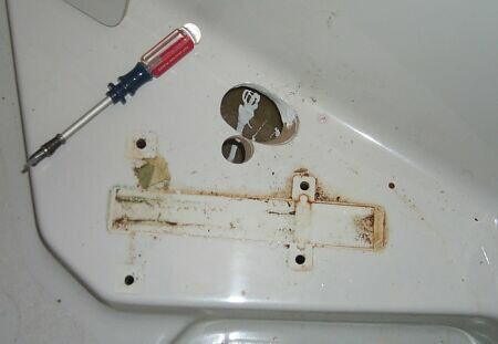 Prout Escale catamaran surface under toilet (removed)